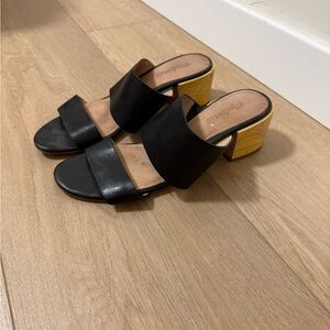 Madewell Black and Tan Block Heel Sandals